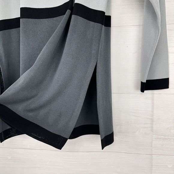 Exclusively Misook Knit Top Size Small Gray Black Long Sleeves Stretch Career - Picture 4 of 11